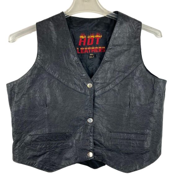 Hot Leathers Vest XL Black Snap Front Indian Headdress Applique Sleeveless - Picture 9 of 9